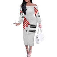 Swiss Football Custom Off The Shoulder Long Sleeve Dress 1990-1992 Retro White Switzerland Vintage