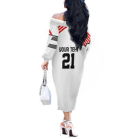 Swiss Football Custom Off The Shoulder Long Sleeve Dress 1990-1992 Retro White Switzerland Vintage