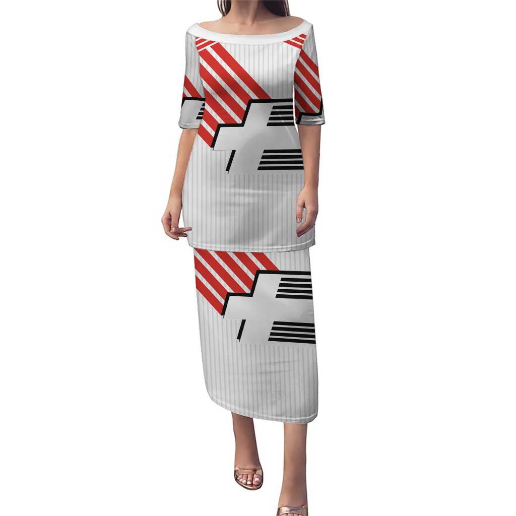 Swiss Football Custom Puletasi 1990-1992 Retro White Switzerland Vintage