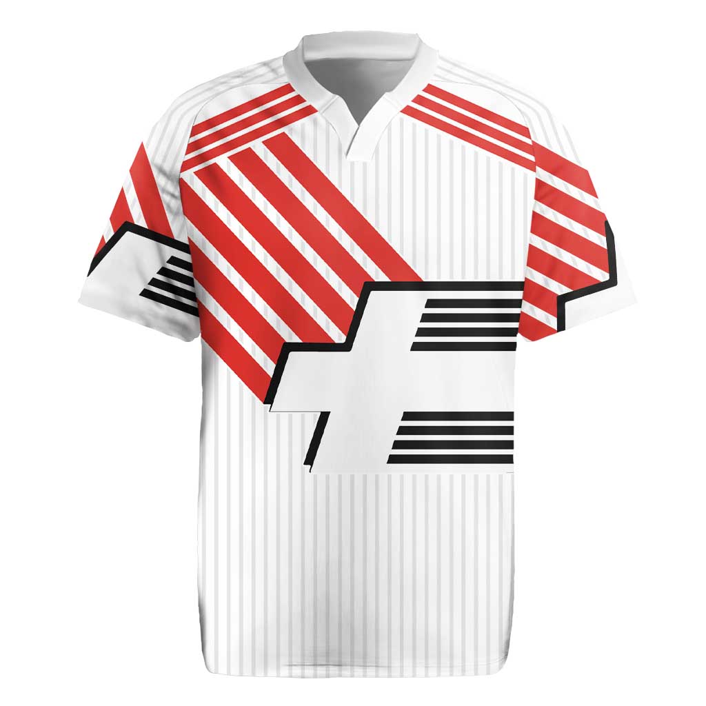Swiss Football Custom Rugby Jersey 1990-1992 Retro White Switzerland Vintage