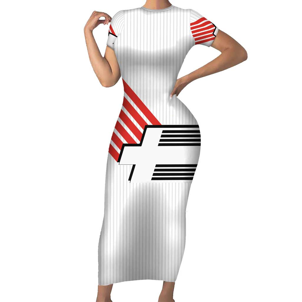 Swiss Football Custom Short Sleeve Bodycon Dress 1990-1992 Retro White Switzerland Vintage