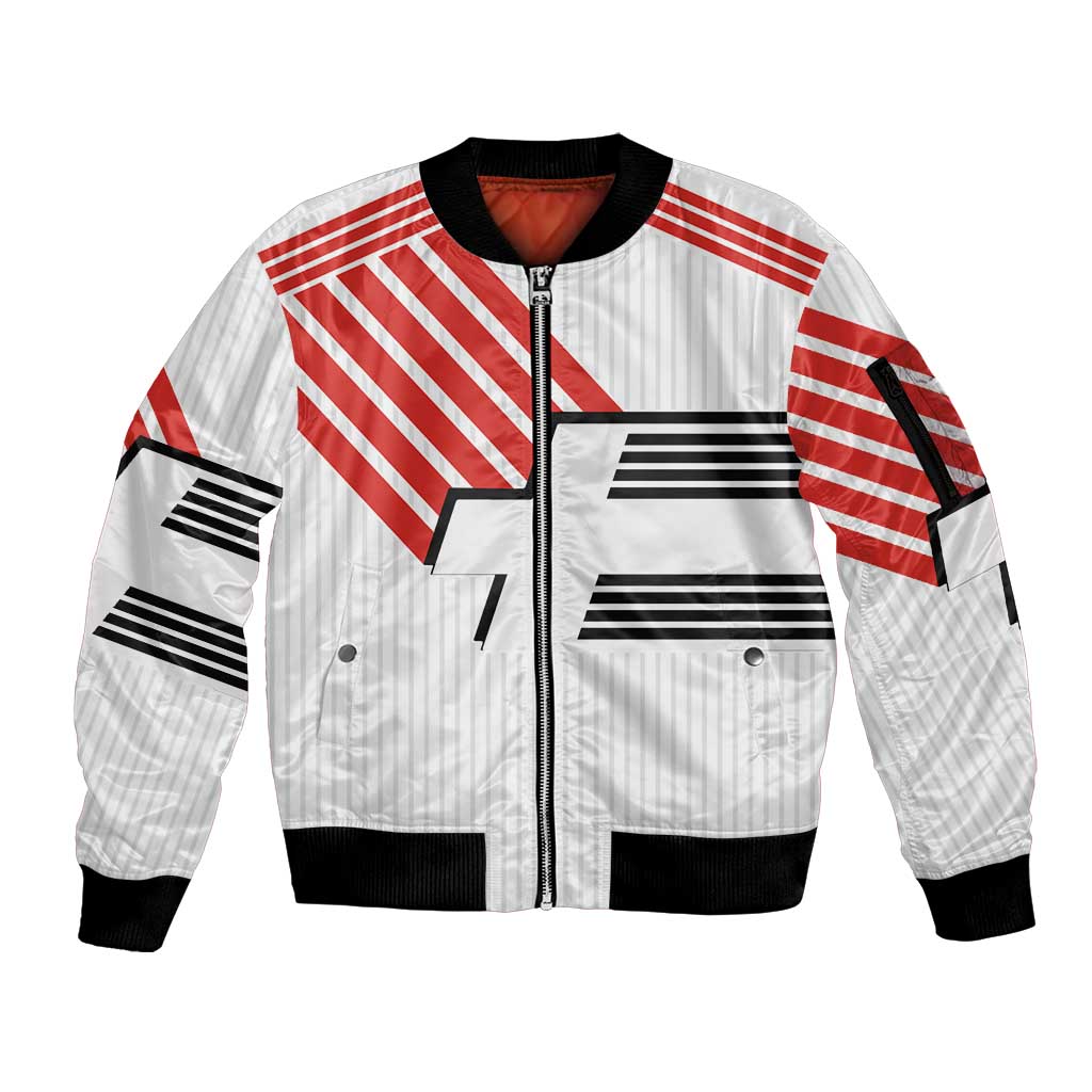 Swiss Football Custom Sleeve Zip Bomber Jacket 1990-1992 Retro White Switzerland Vintage
