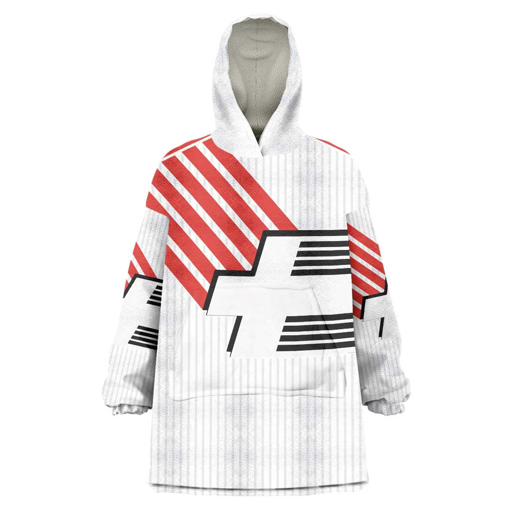 Swiss Football Custom Wearable Blanket Hoodie 1990-1992 Retro White Switzerland Vintage
