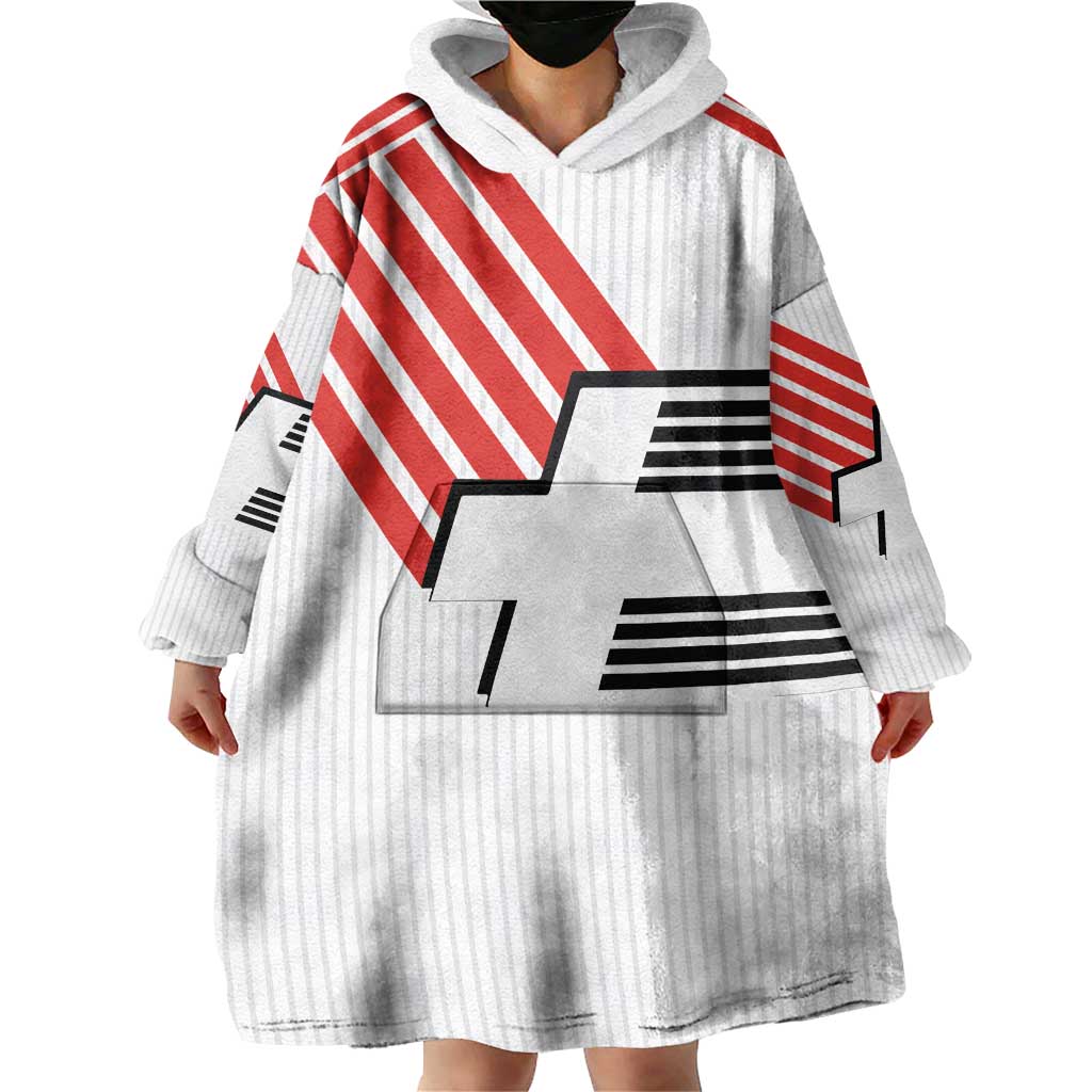 Swiss Football Custom Wearable Blanket Hoodie 1990-1992 Retro White Switzerland Vintage