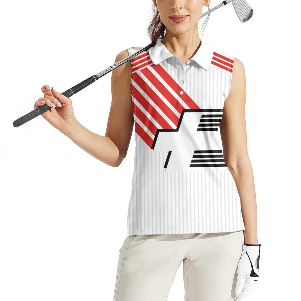 Swiss Football Custom Women Sleeveless Polo Shirt 1990-1992 Retro White Switzerland Vintage