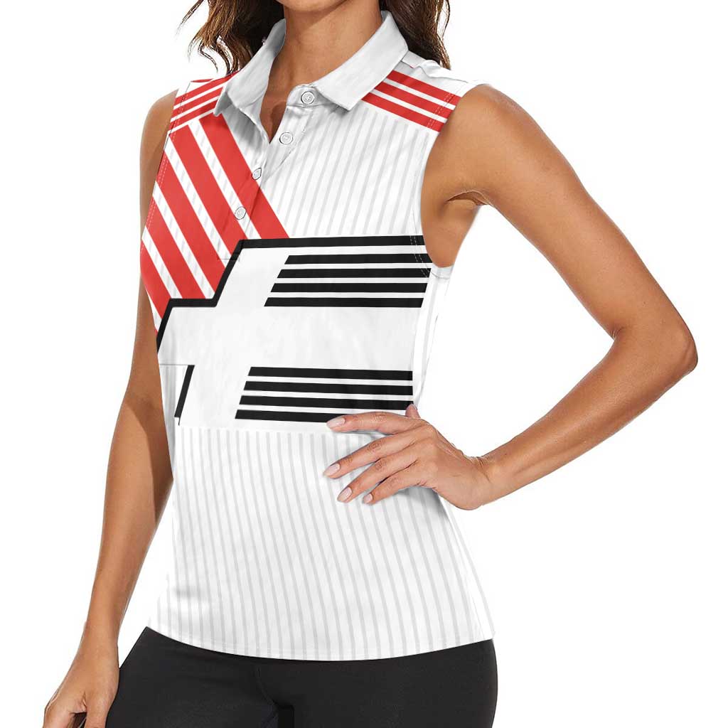 Swiss Football Custom Women Sleeveless Polo Shirt 1990-1992 Retro White Switzerland Vintage