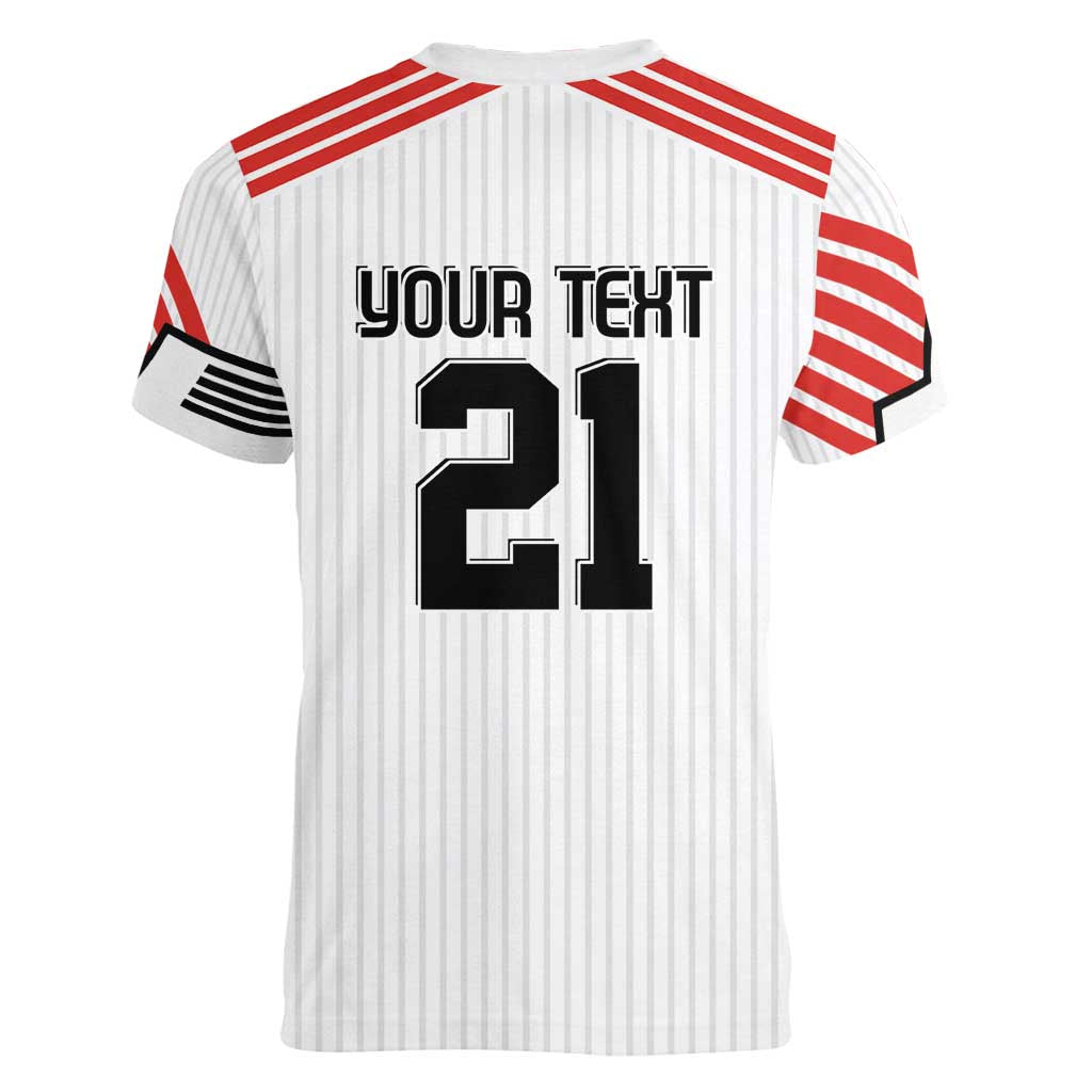 Swiss Football Custom Women V-Neck T-Shirt 1990-1992 Retro White Switzerland Vintage