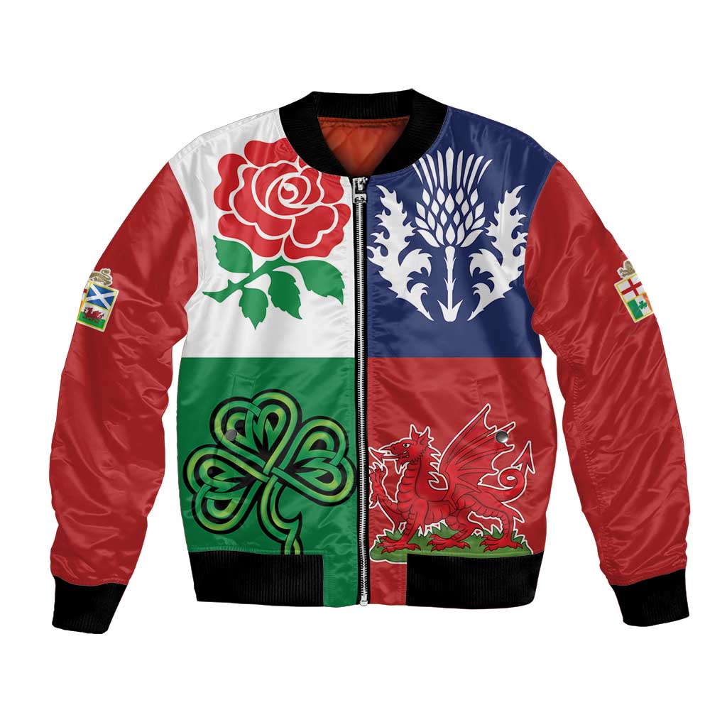 Custom British Lions Bomber Jacket Combination of England Irish Scottish Welsh