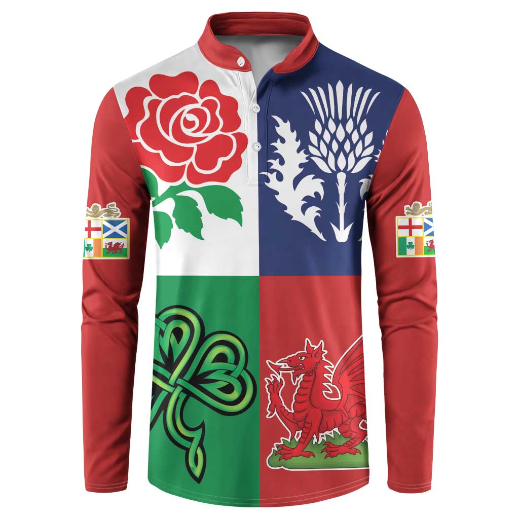 Custom British Lions Button Sweatshirt Combination of England Irish Scottish Welsh