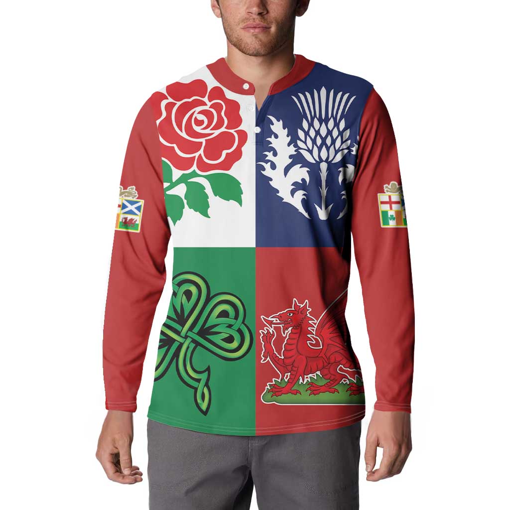 Custom British Lions Button Sweatshirt Combination of England Irish Scottish Welsh