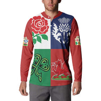 Custom British Lions Button Sweatshirt Combination of England Irish Scottish Welsh