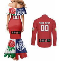 Custom British Lions Couples Matching Mermaid Dress and Long Sleeve Button Shirt Combination of England Irish Scottish Welsh