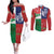 Custom British Lions Couples Matching Off The Shoulder Long Sleeve Dress and Long Sleeve Button Shirt Combination of England Irish Scottish Welsh