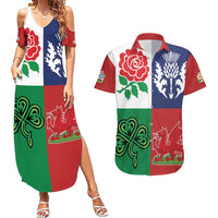 Custom British Lions Couples Matching Summer Maxi Dress and Hawaiian Shirt Combination of England Irish Scottish Welsh