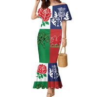 Custom British Lions Family Matching Mermaid Dress and Hawaiian Shirt Combination of England Irish Scottish Welsh