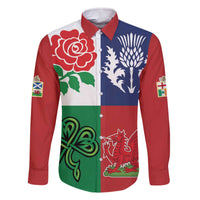 Custom British Lions Family Matching Off The Shoulder Long Sleeve Dress and Hawaiian Shirt Combination of England Irish Scottish Welsh