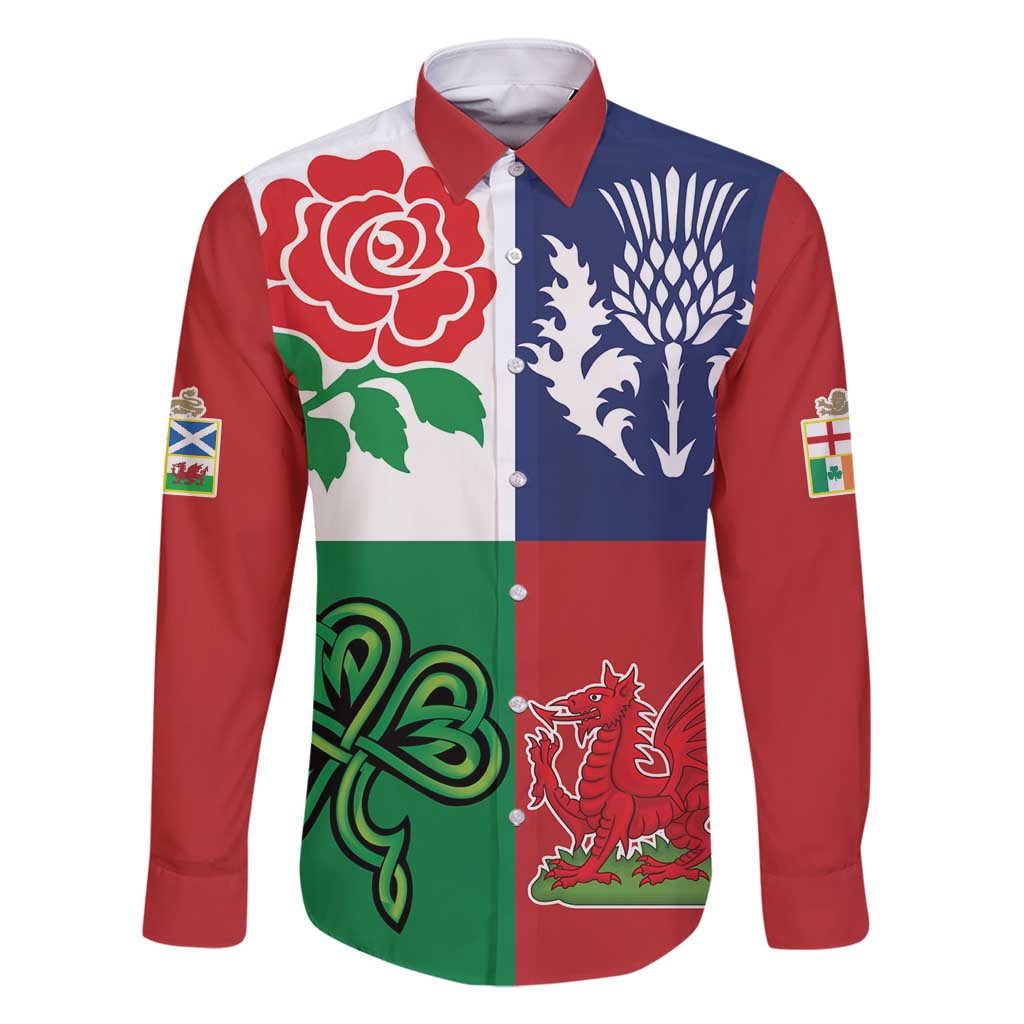 Custom British Lions Family Matching Off Shoulder Short Dress and Hawaiian Shirt Combination of England Irish Scottish Welsh