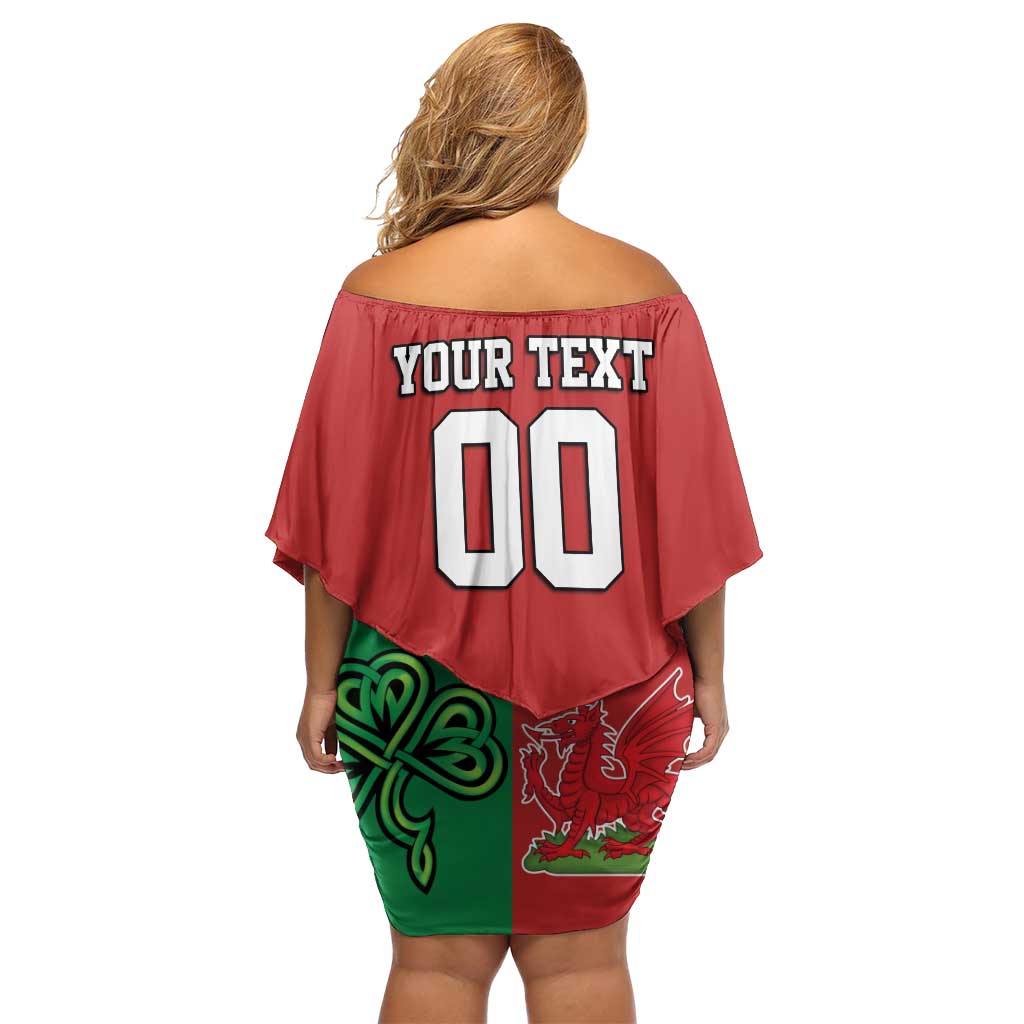 Custom British Lions Family Matching Off Shoulder Short Dress and Hawaiian Shirt Combination of England Irish Scottish Welsh