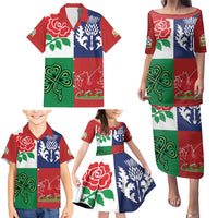 Custom British Lions Family Matching Puletasi and Hawaiian Shirt Combination of England Irish Scottish Welsh
