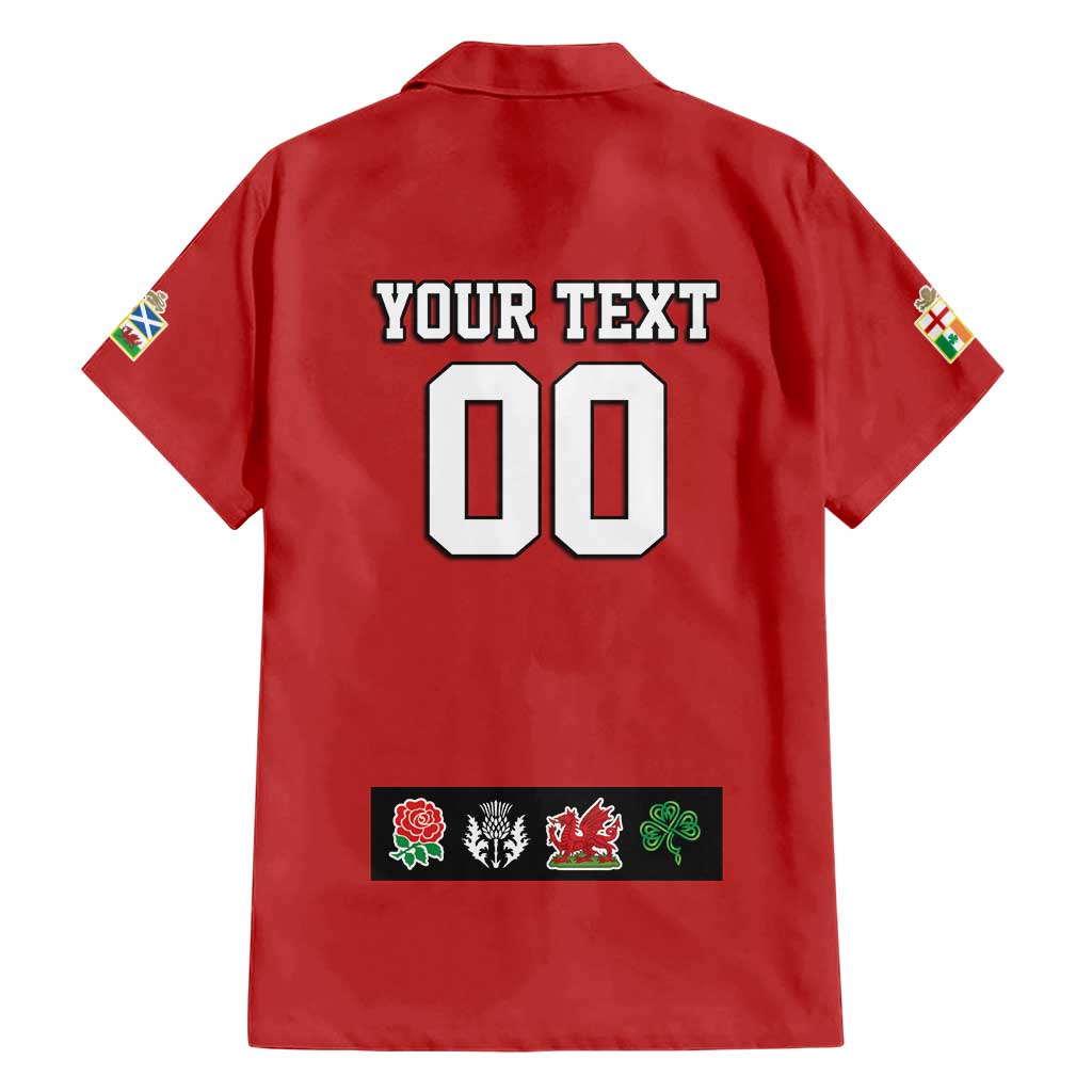 Custom British Lions Family Matching Short Sleeve Bodycon Dress and Hawaiian Shirt Combination of England Irish Scottish Welsh