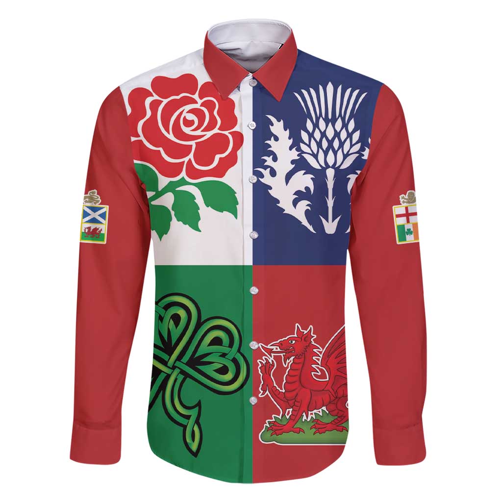 Custom British Lions Family Matching Short Sleeve Bodycon Dress and Hawaiian Shirt Combination of England Irish Scottish Welsh