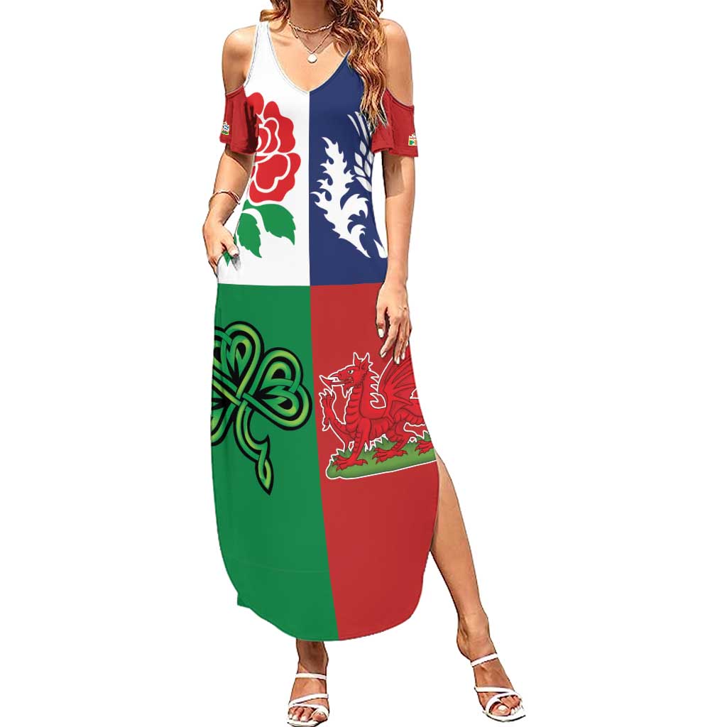 Custom British Lions Family Matching Summer Maxi Dress and Hawaiian Shirt Combination of England Irish Scottish Welsh