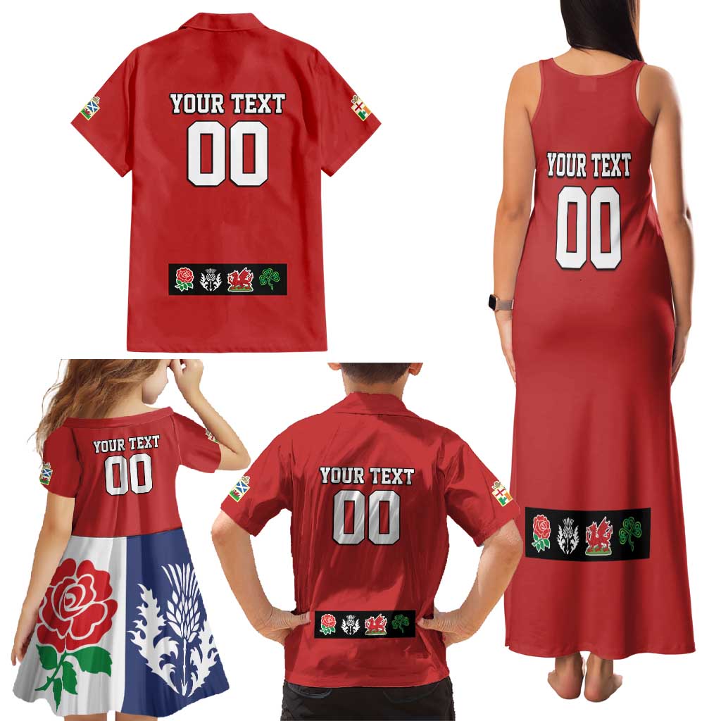 Custom British Lions Family Matching Tank Maxi Dress and Hawaiian Shirt Combination of England Irish Scottish Welsh