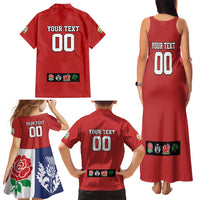 Custom British Lions Family Matching Tank Maxi Dress and Hawaiian Shirt Combination of England Irish Scottish Welsh