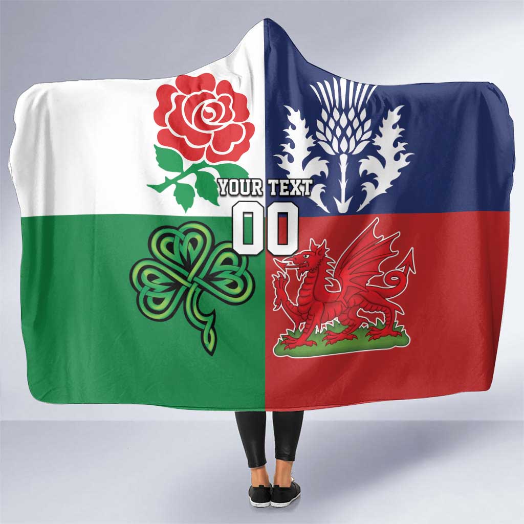 Custom British Lions Hooded Blanket Combination of England Irish Scottish Welsh