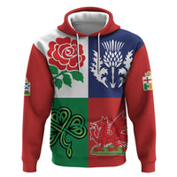 Custom British Lions Hoodie Combination of England Irish Scottish Welsh