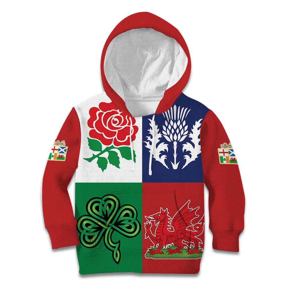 Custom British Lions Kid Hoodie Combination of England Irish Scottish Welsh