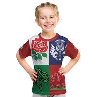 Custom British Lions Kid T Shirt Combination of England Irish Scottish Welsh