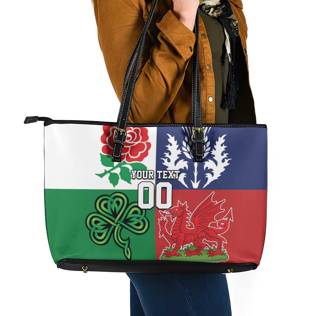 Custom British Lions Leather Tote Bag Combination of England Irish Scottish Welsh
