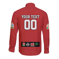 Custom British Lions Long Sleeve Button Shirt Combination of England Irish Scottish Welsh