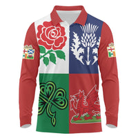 Custom British Lions Long Sleeve Polo Shirt Combination of England Irish Scottish Welsh