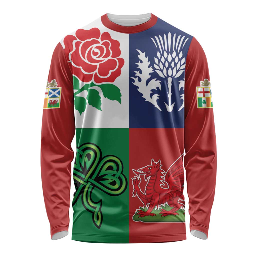 Custom British Lions Long Sleeve Shirt Combination of England Irish Scottish Welsh
