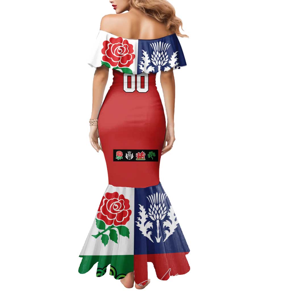 Custom British Lions Mermaid Dress Combination of England Irish Scottish Welsh
