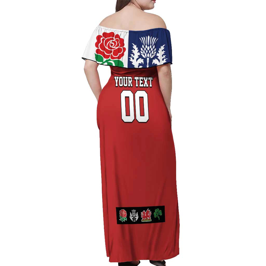 Custom British Lions Off Shoulder Maxi Dress Combination of England Irish Scottish Welsh