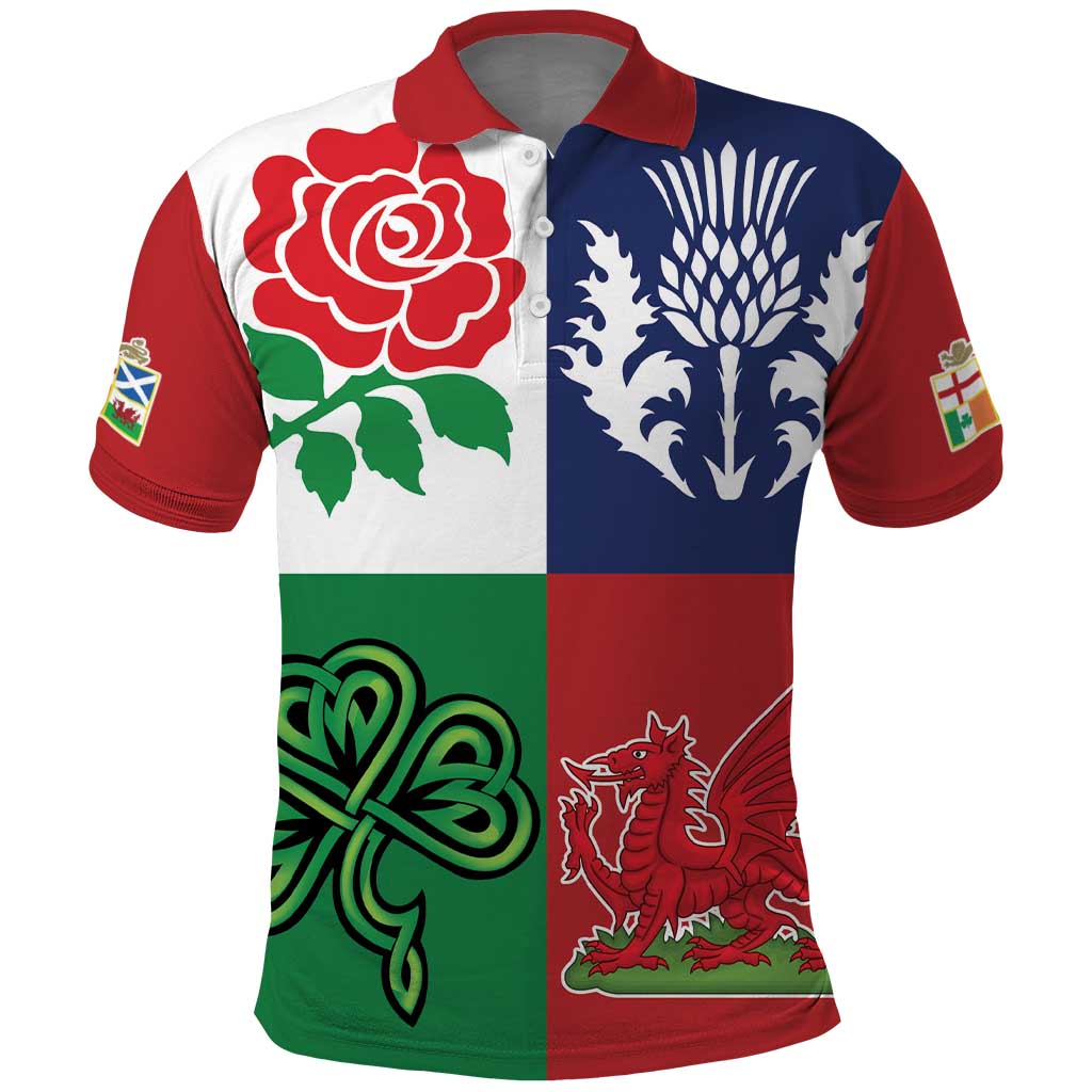 Custom British Lions Polo Shirt Combination of England Irish Scottish Welsh