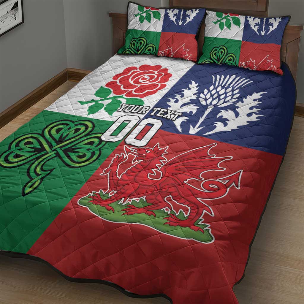 Custom British Lions Quilt Bed Set Combination of England Irish Scottish Welsh