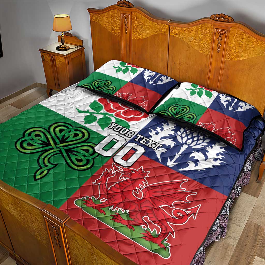 Custom British Lions Quilt Bed Set Combination of England Irish Scottish Welsh