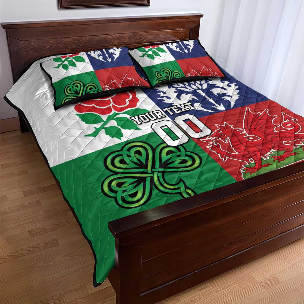Custom British Lions Quilt Bed Set Combination of England Irish Scottish Welsh