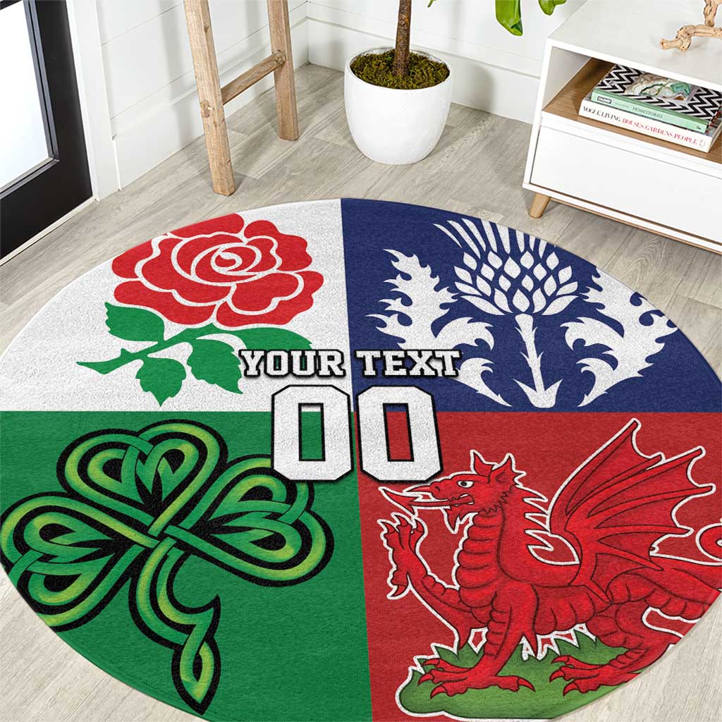 Custom British Lions Round Carpet Combination of England Irish Scottish Welsh