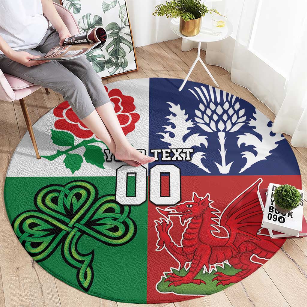 Custom British Lions Round Carpet Combination of England Irish Scottish Welsh