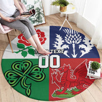 Custom British Lions Round Carpet Combination of England Irish Scottish Welsh