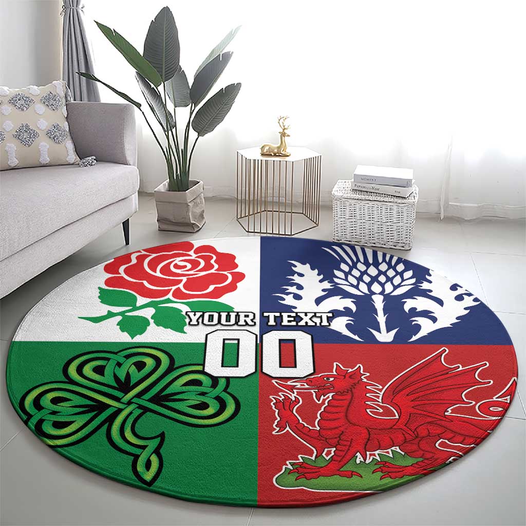 Custom British Lions Round Carpet Combination of England Irish Scottish Welsh