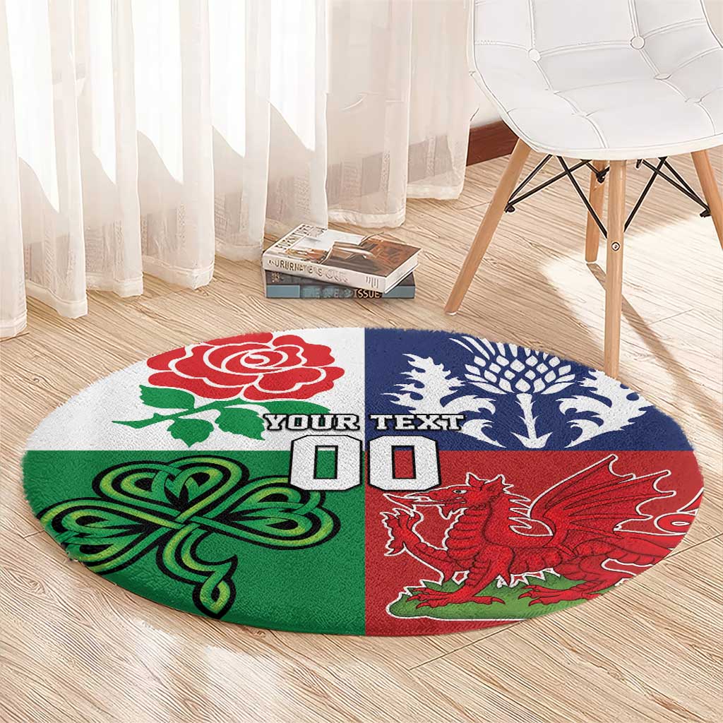 Custom British Lions Round Carpet Combination of England Irish Scottish Welsh