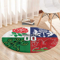 Custom British Lions Round Carpet Combination of England Irish Scottish Welsh