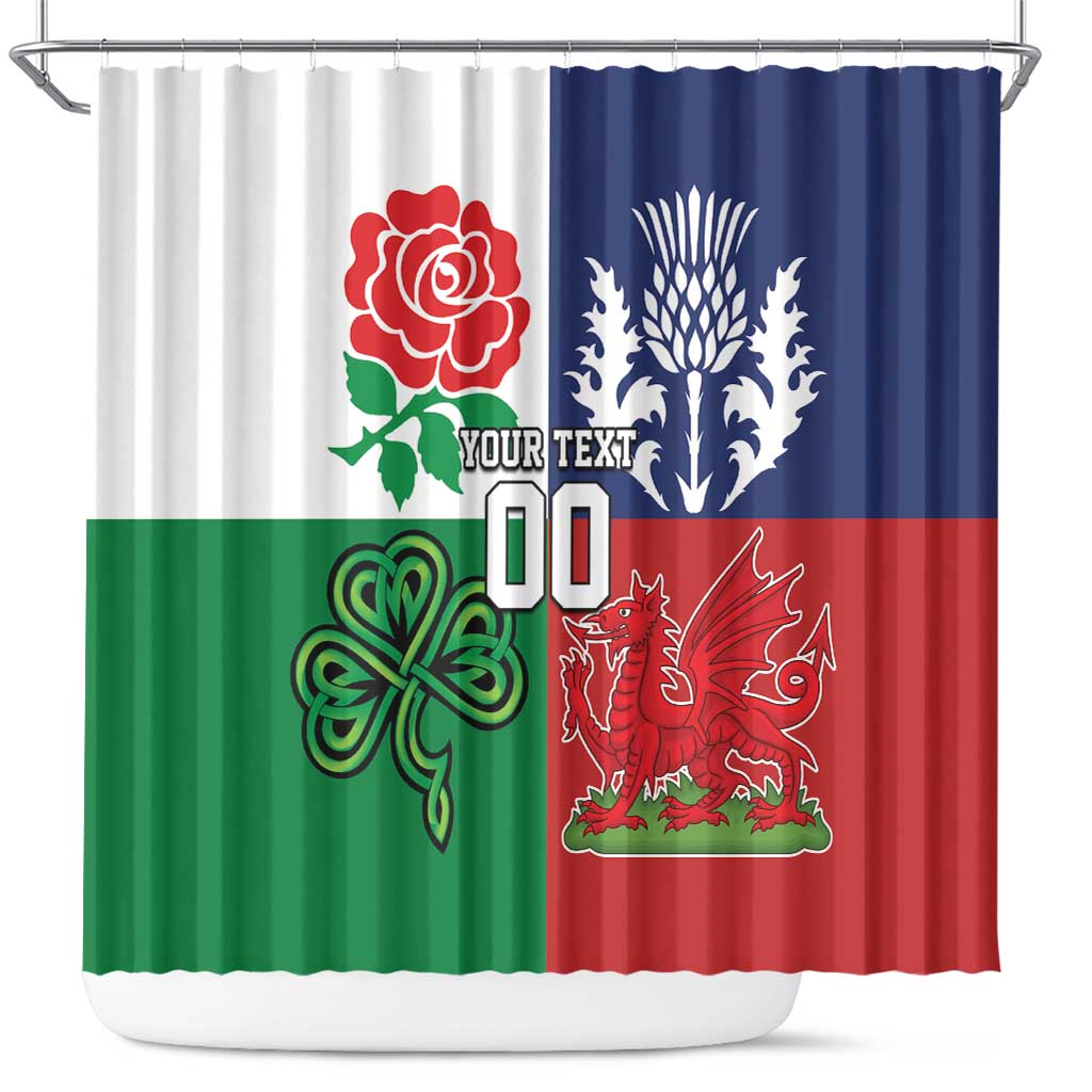 Custom British Lions Shower Curtain Combination of England Irish Scottish Welsh
