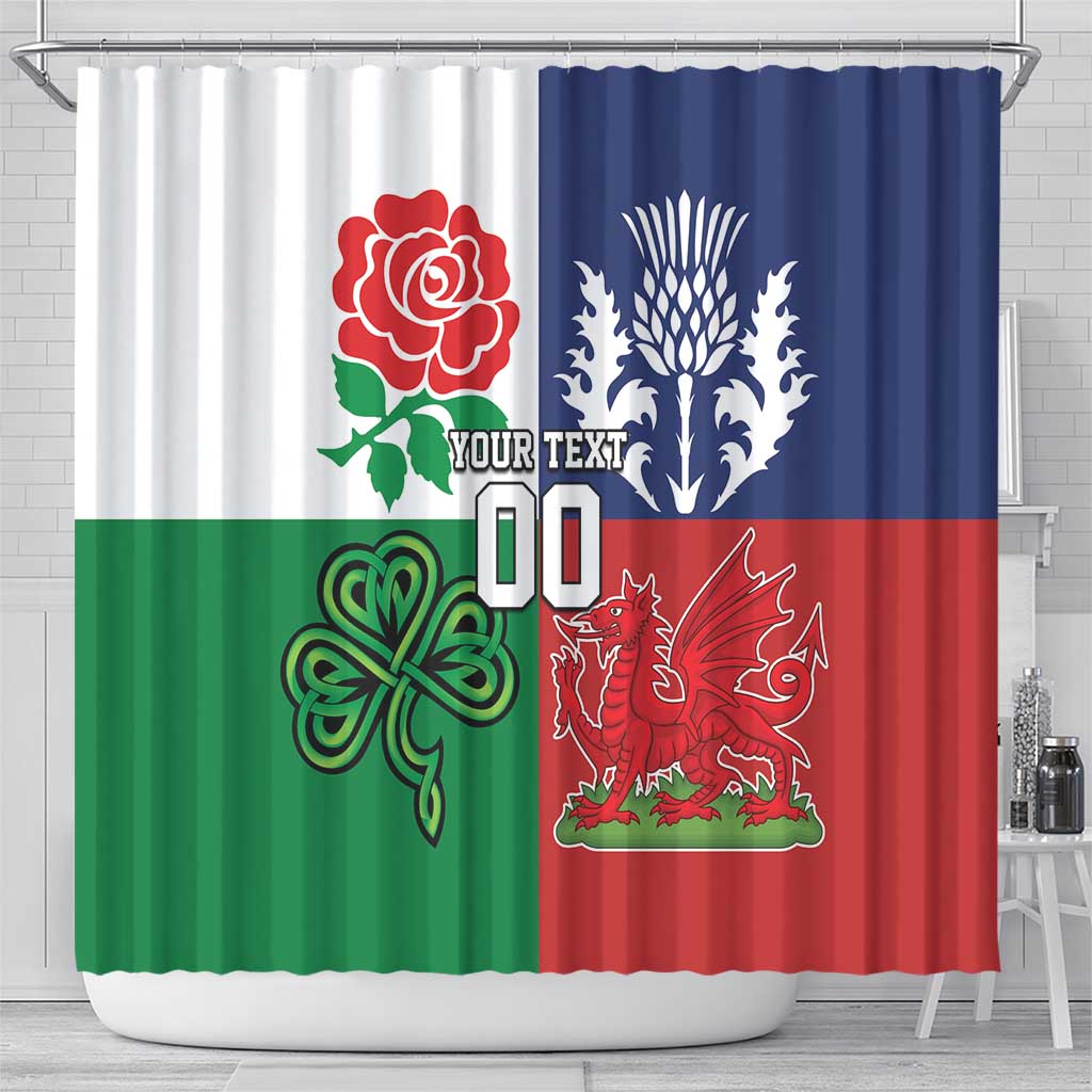 Custom British Lions Shower Curtain Combination of England Irish Scottish Welsh